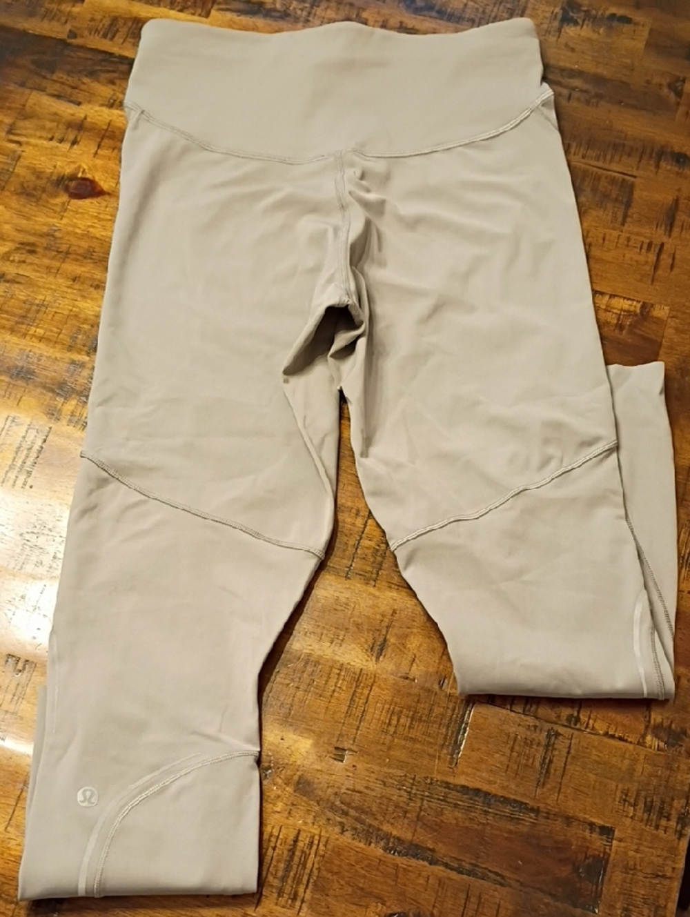 lululemon beige-gray active leggings with logo tag